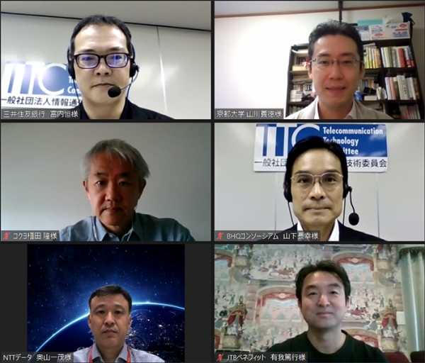 講演者の皆様(左上から宮内 恒 氏、山川 義徳 氏、植田 隆 氏、山下 長幸 氏、奥山 一茂 氏、有我 篤行 氏)